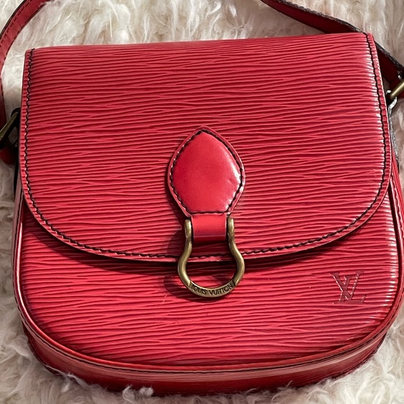 Louis Vuitton Epi Mini Saint-Cloud Castilian Red Shoulder Bag. Vintage Used - Picture 3 of 16